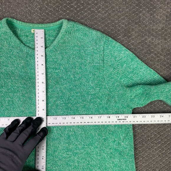 LL Bean Cardigan Sweater Women's Large Green Marled Ragg Cotton 245208 - Picture 7 of 10